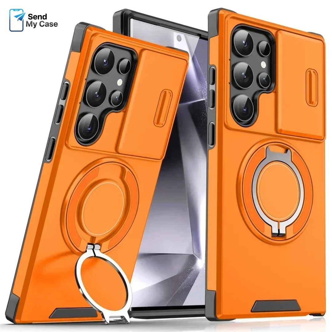 Galaxy S26 Ultra Magnetic Kickstand Armor Case With Slide Camera Cover