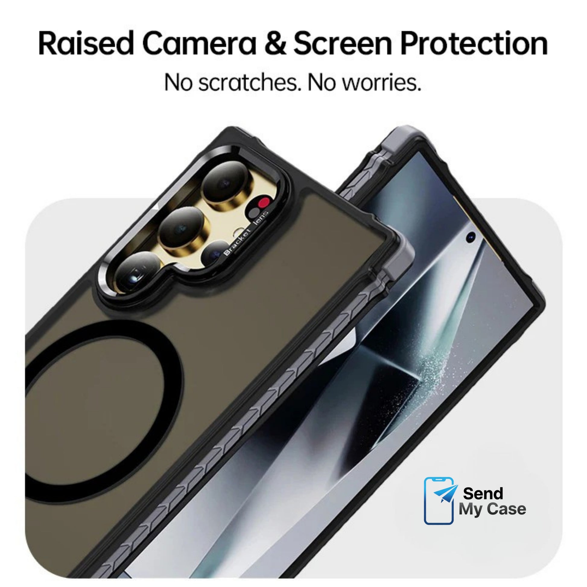 Transparent black matte drop protection case for Samsung Galaxy S26 Ultra with kickstand