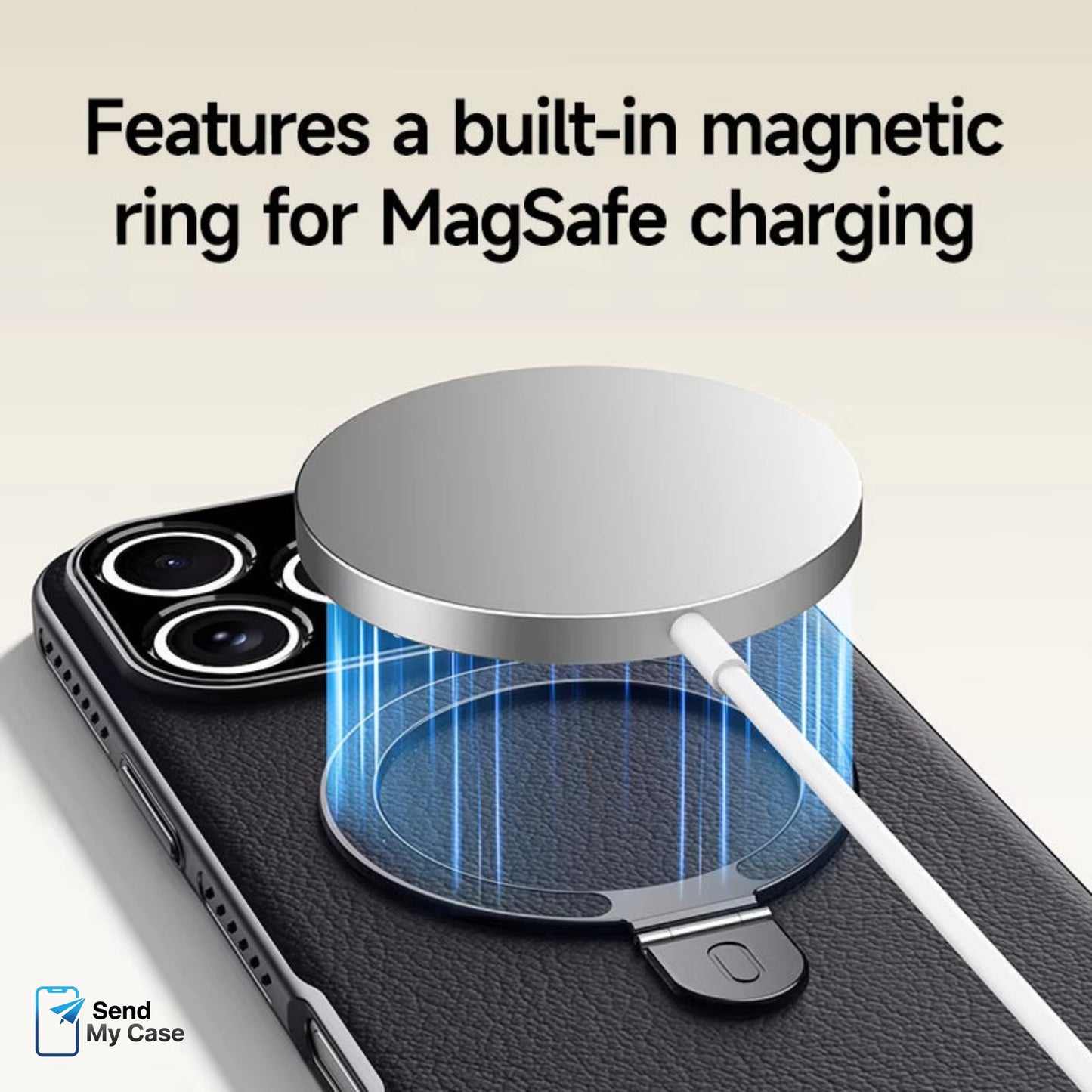 iPhone 17 Pro Max Heat-Dissipation MagSafe Ring Stand Leather Case