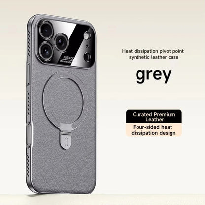iPhone 17 Pro Max Heat-Dissipation MagSafe Ring Stand Leather Case