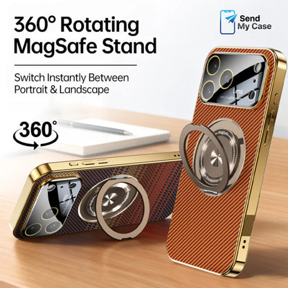 iPhone 17 Pro Max MagSafe 360 Rotating Stand Case With Kevlar-Style Texture