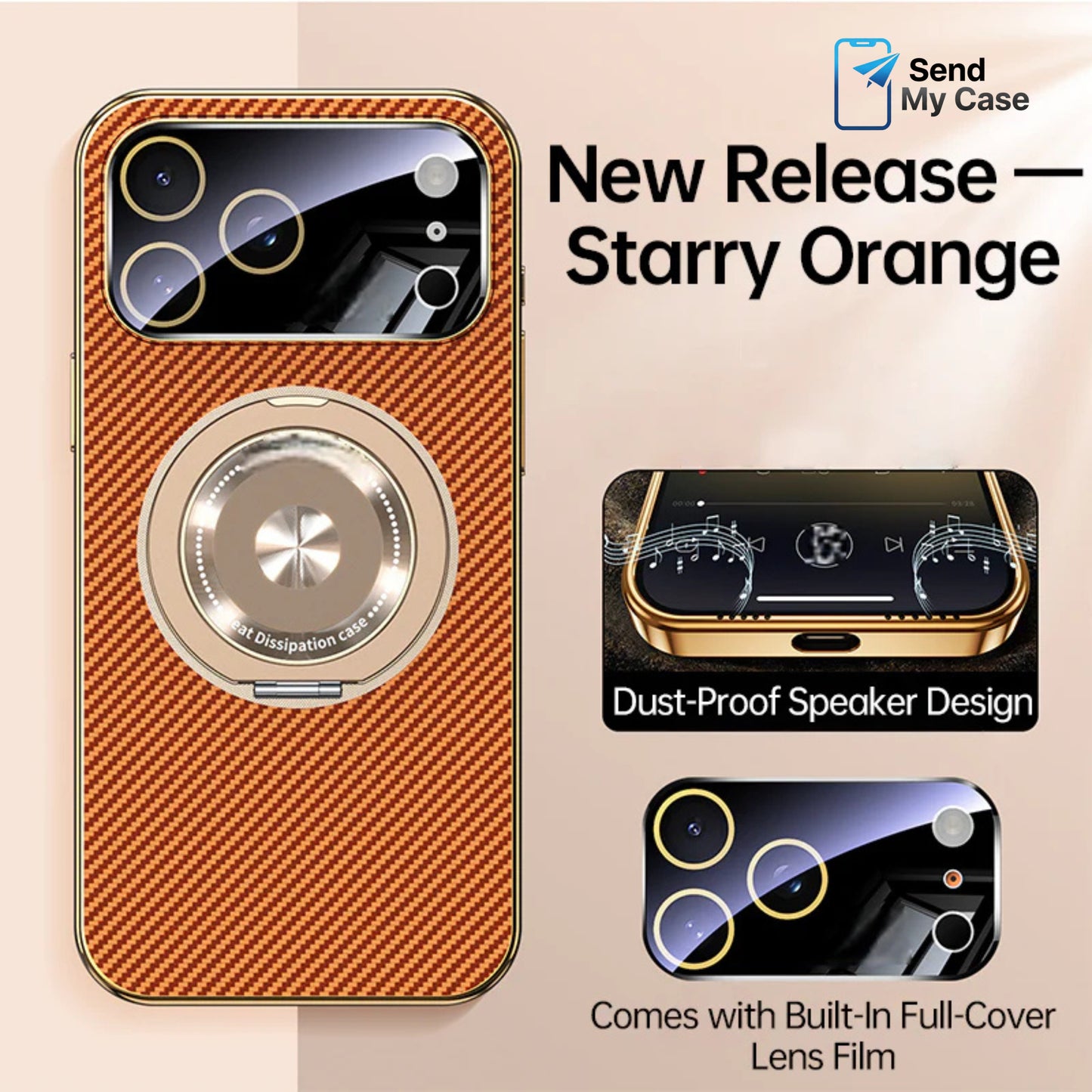 iPhone 17 Pro Max MagSafe 360 Rotating Stand Case With Kevlar-Style Texture