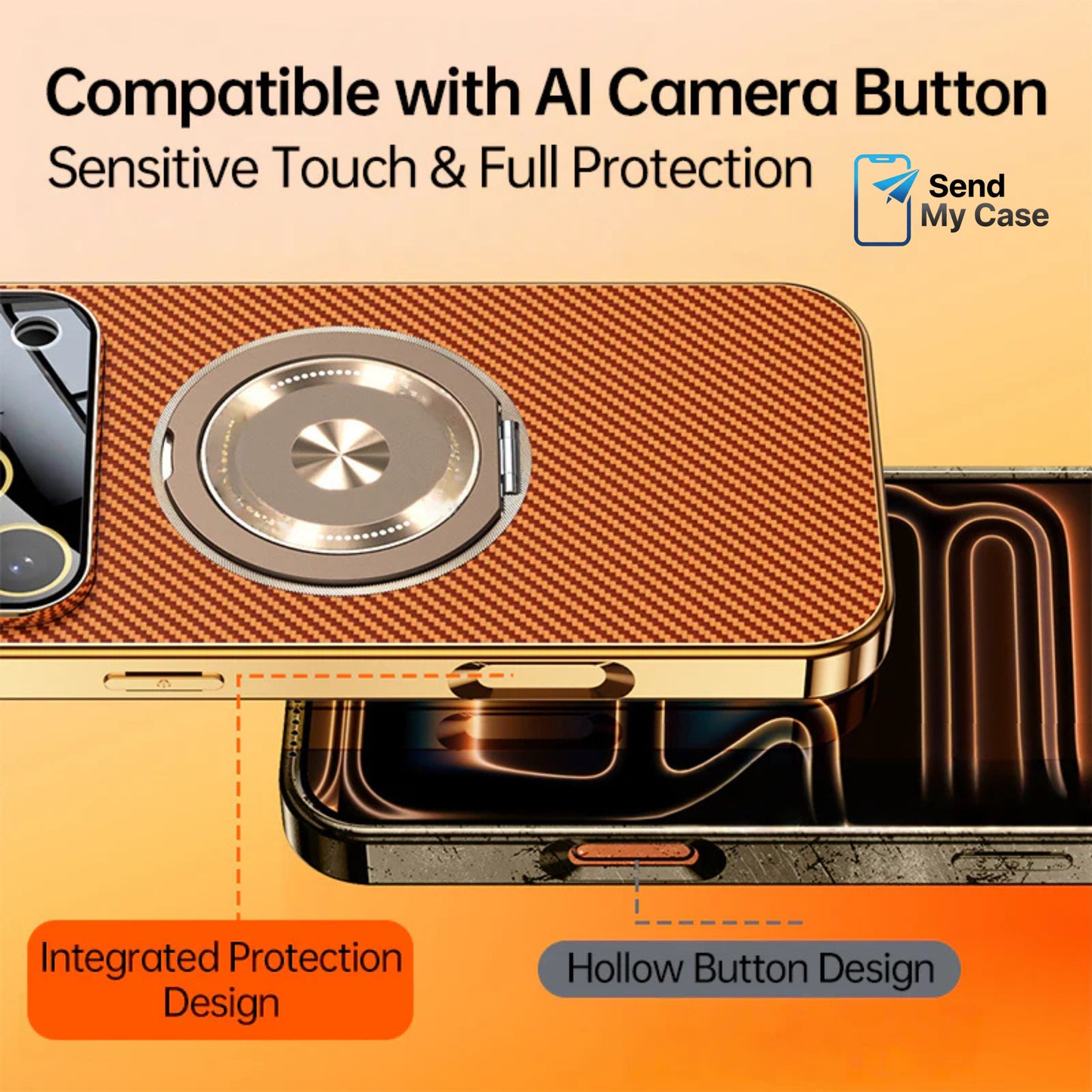 iPhone 17 Pro Max MagSafe 360 Rotating Stand Case With Kevlar-Style Texture