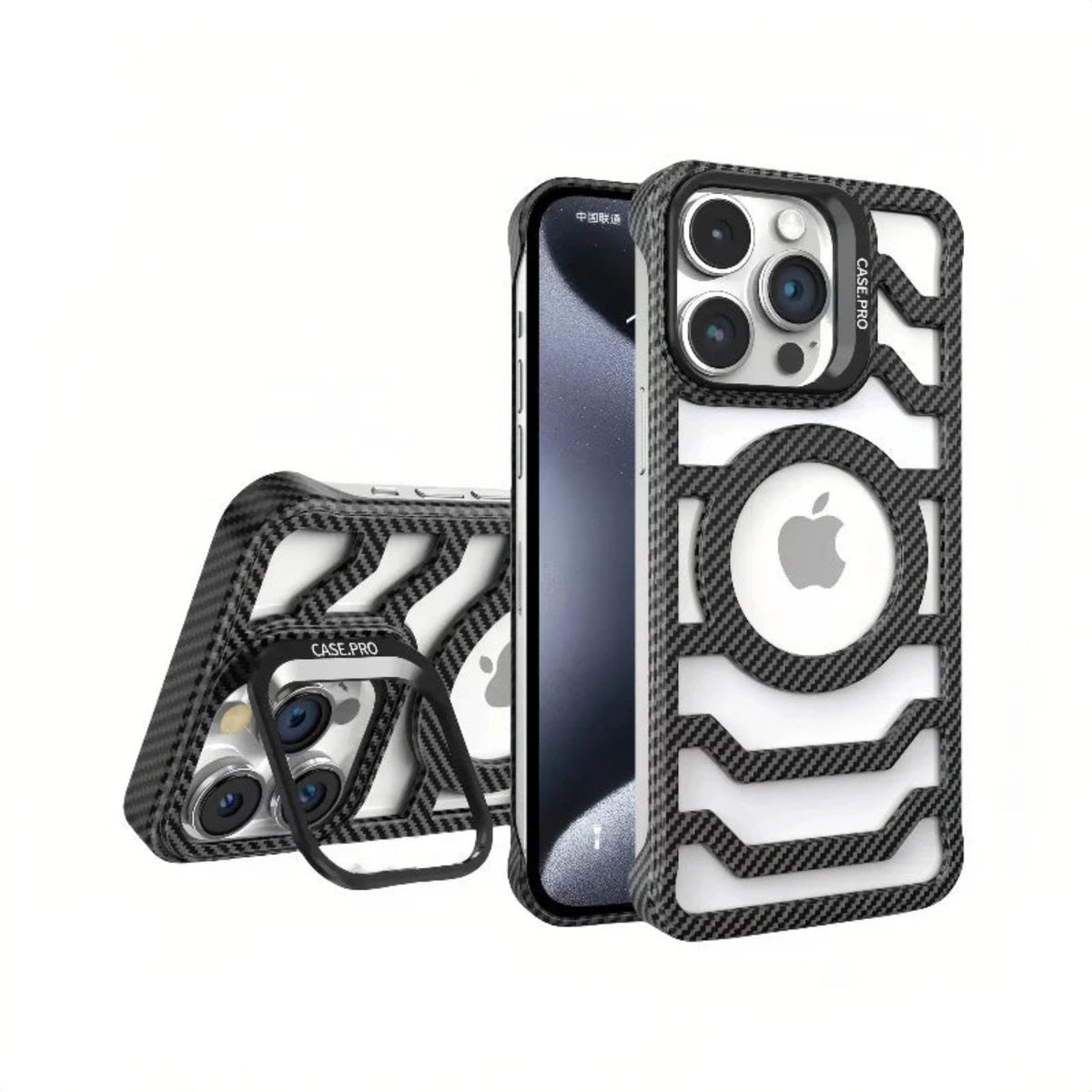 iPhone 17 Pro Max MagSafe Carbon Texture Frameless Case With Lens Holder