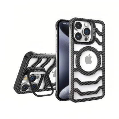 iPhone 17 Pro Max MagSafe Carbon Texture Frameless Case With Lens Holder
