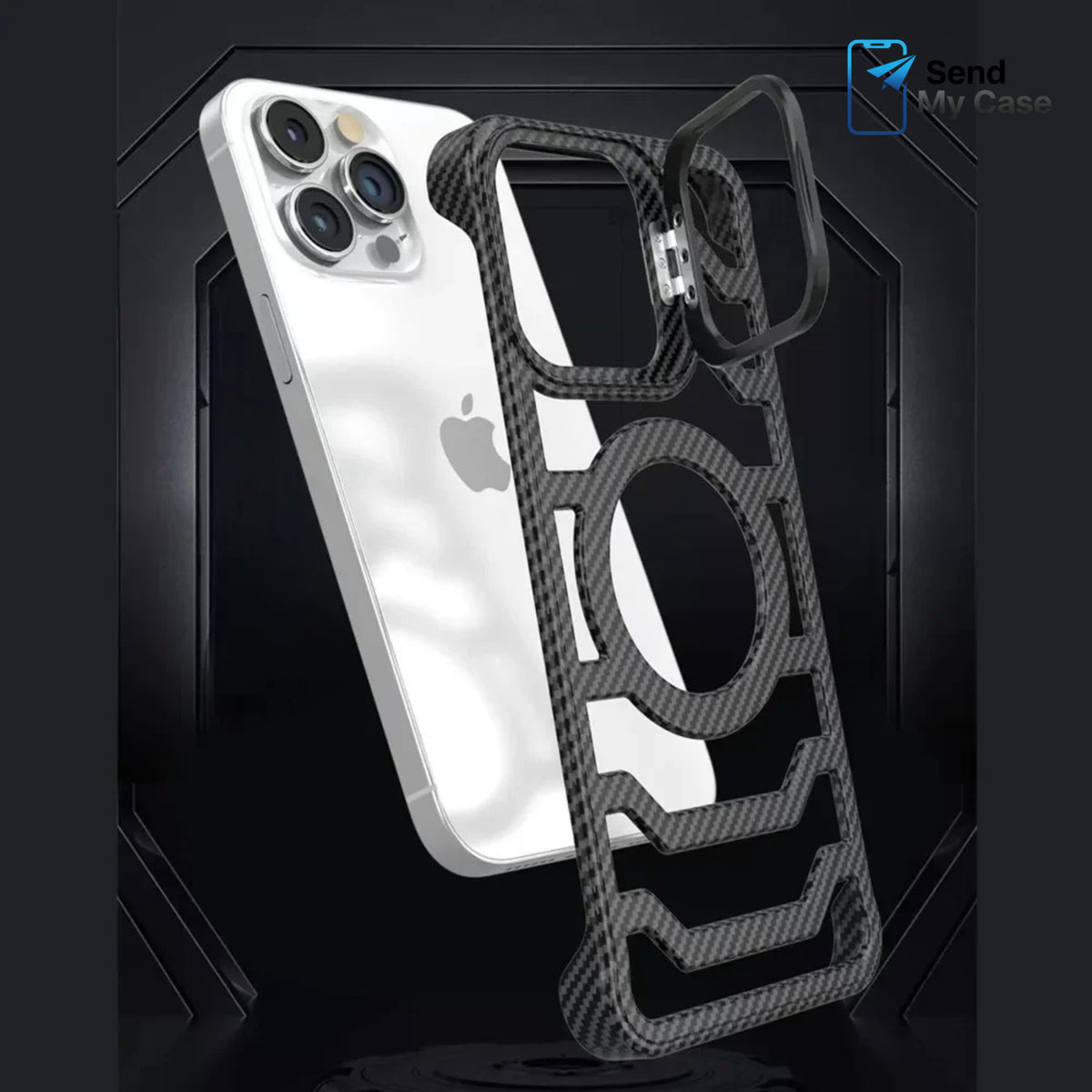 iPhone 17 Pro Max MagSafe Carbon Texture Frameless Case With Lens Holder