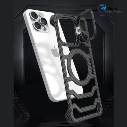 iPhone 17 Pro Max MagSafe Carbon Texture Frameless Case With Lens Holder
