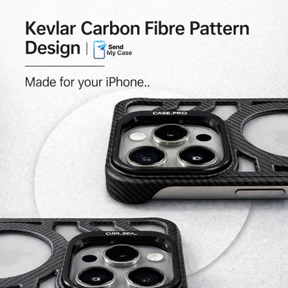 iPhone 17 Pro Max MagSafe Carbon Texture Frameless Case With Lens Holder