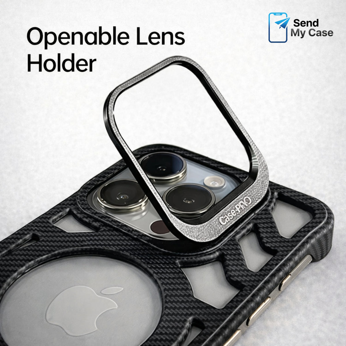 iPhone 17 Pro Max MagSafe Carbon Texture Frameless Case With Lens Holder
