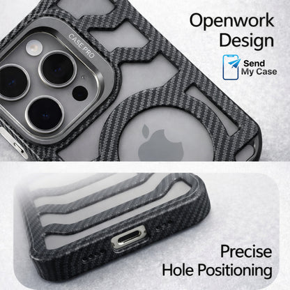 iPhone 17 Pro Max MagSafe Carbon Texture Frameless Case With Lens Holder