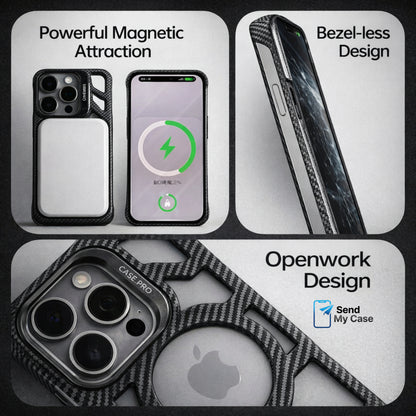iPhone 17 Pro Max MagSafe Carbon Texture Frameless Case With Lens Holder