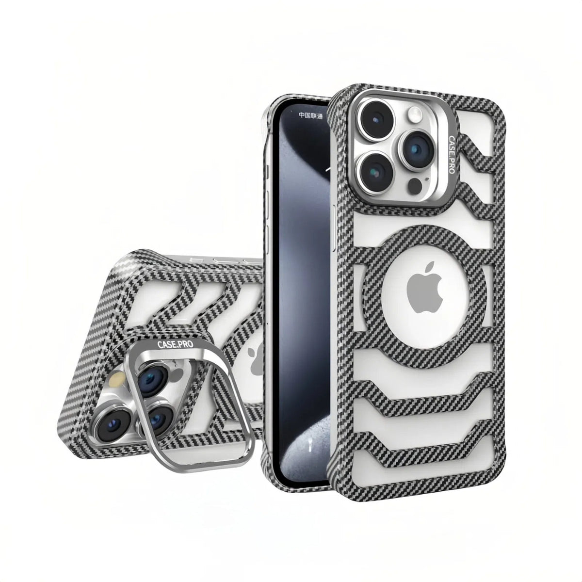iPhone 17 Pro Max MagSafe Carbon Texture Frameless Case With Lens Holder