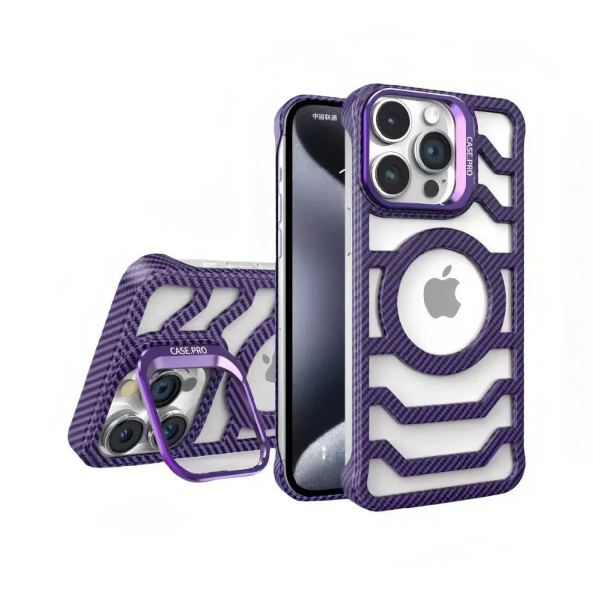iPhone 17 Pro Max MagSafe Carbon Texture Frameless Case With Lens Holder