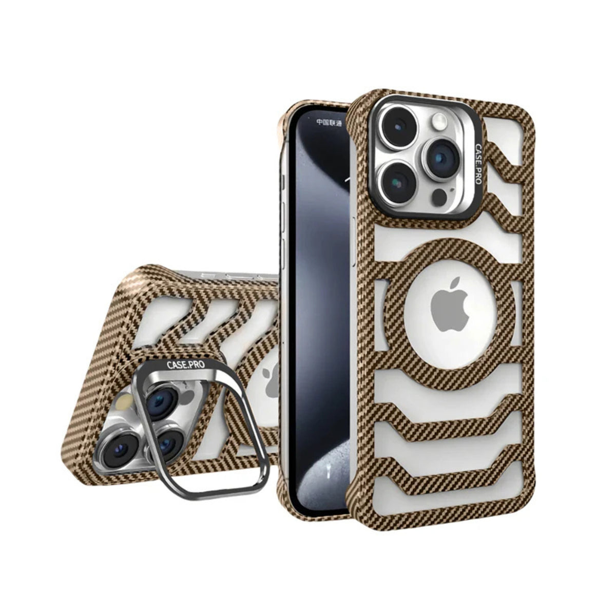iPhone 17 Pro Max MagSafe Carbon Texture Frameless Case With Lens Holder