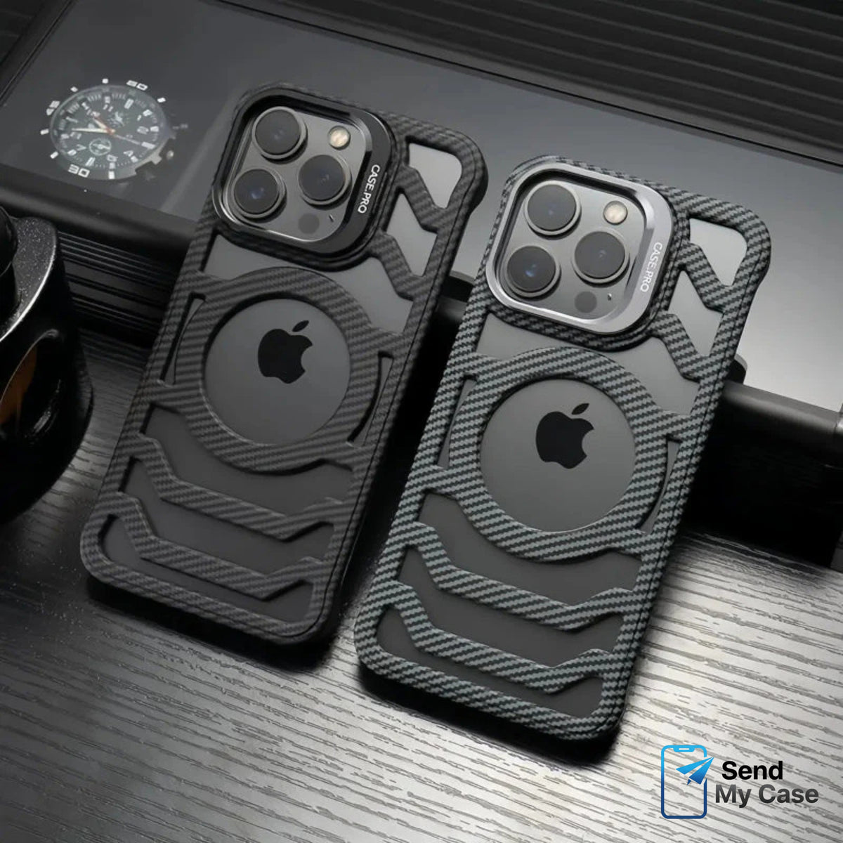 iPhone 17 Pro Max MagSafe Carbon Texture Frameless Case With Lens Holder