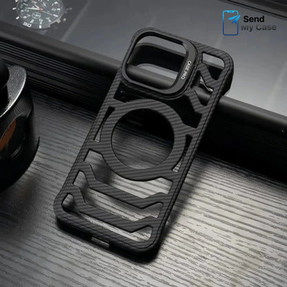 iPhone 17 Pro Max MagSafe Carbon Texture Frameless Case With Lens Holder