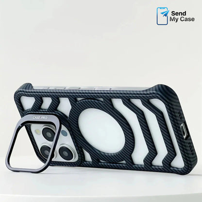iPhone 17 Pro Max MagSafe Carbon Texture Frameless Case With Lens Holder