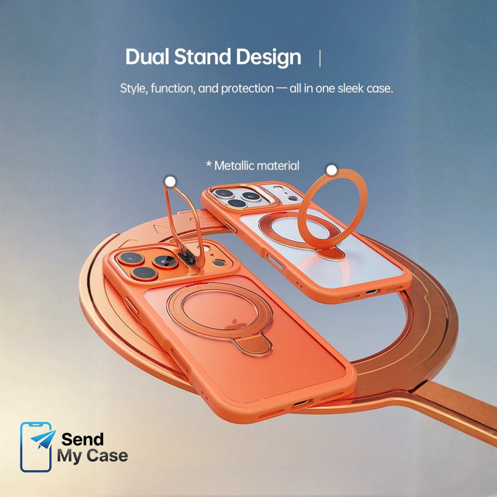 Magnetic clear stand case for iPhone 17 Pro Max showing strong magnetic ring alignment