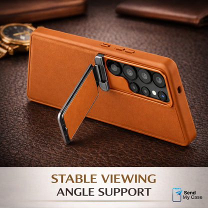 Galaxy S26 Ultra Leather Kickstand Case With Camera Stand