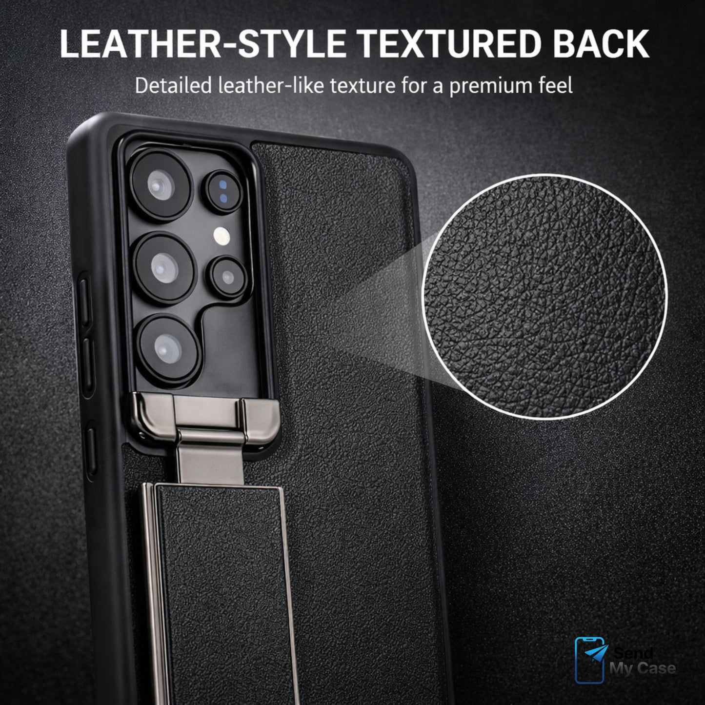 Galaxy S26 Ultra Leather Kickstand Case With Camera Stand