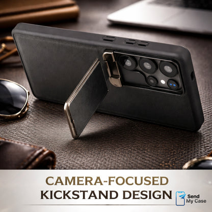 Galaxy S26 Ultra Leather Kickstand Case With Camera Stand