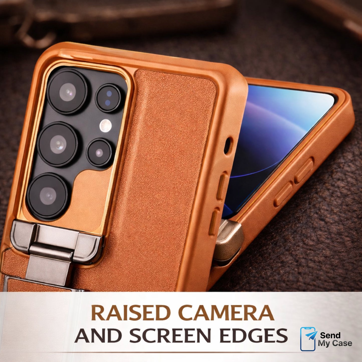 Galaxy S26 Ultra Leather Kickstand Case With Camera Stand