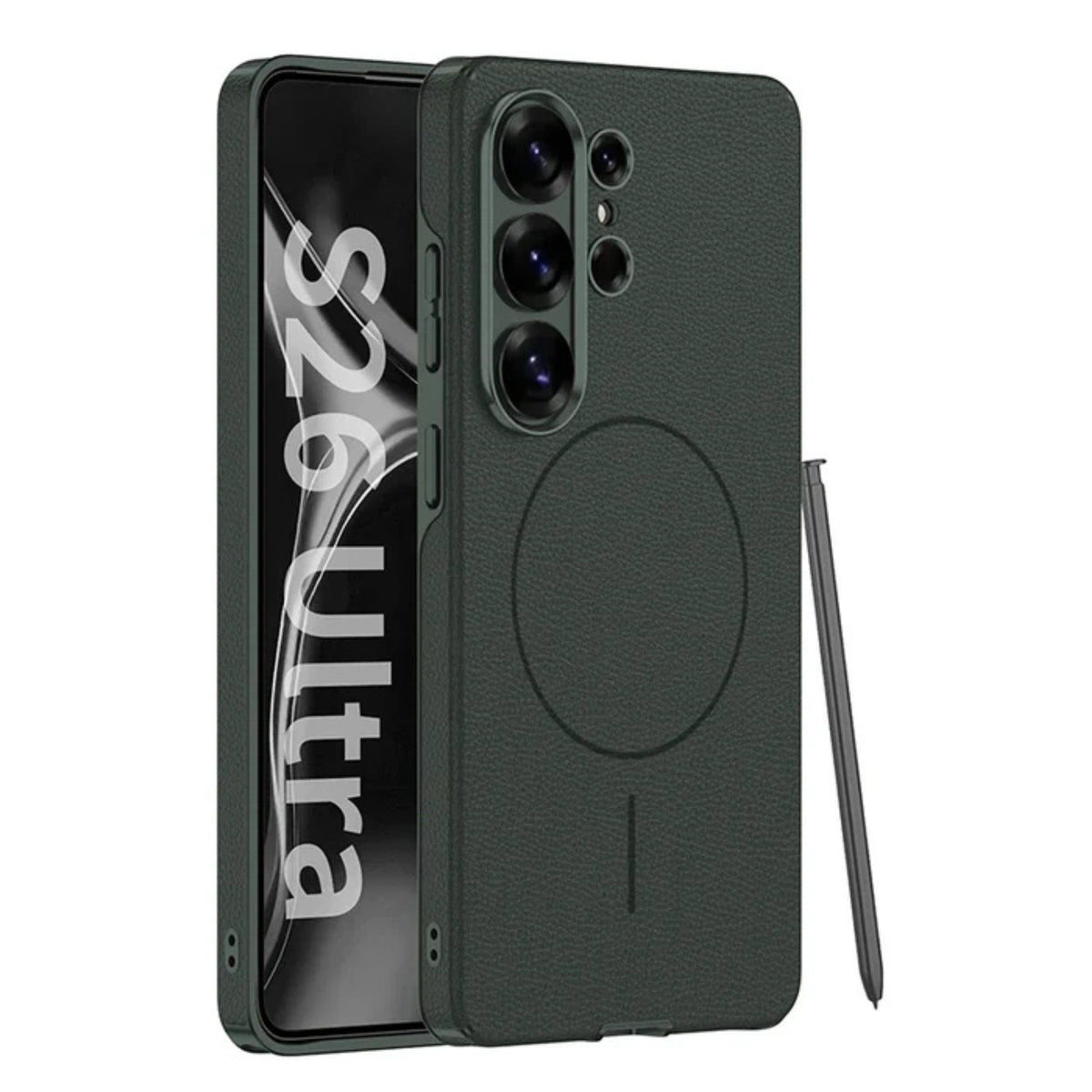 Galaxy S26 Ultra MagSafe Leather Case With Plated Camera Frame