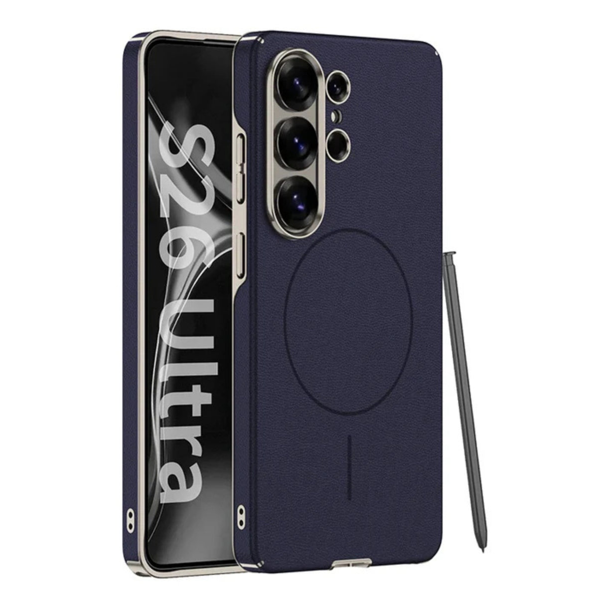 Galaxy S26 Ultra MagSafe Leather Case With Plated Camera Frame
