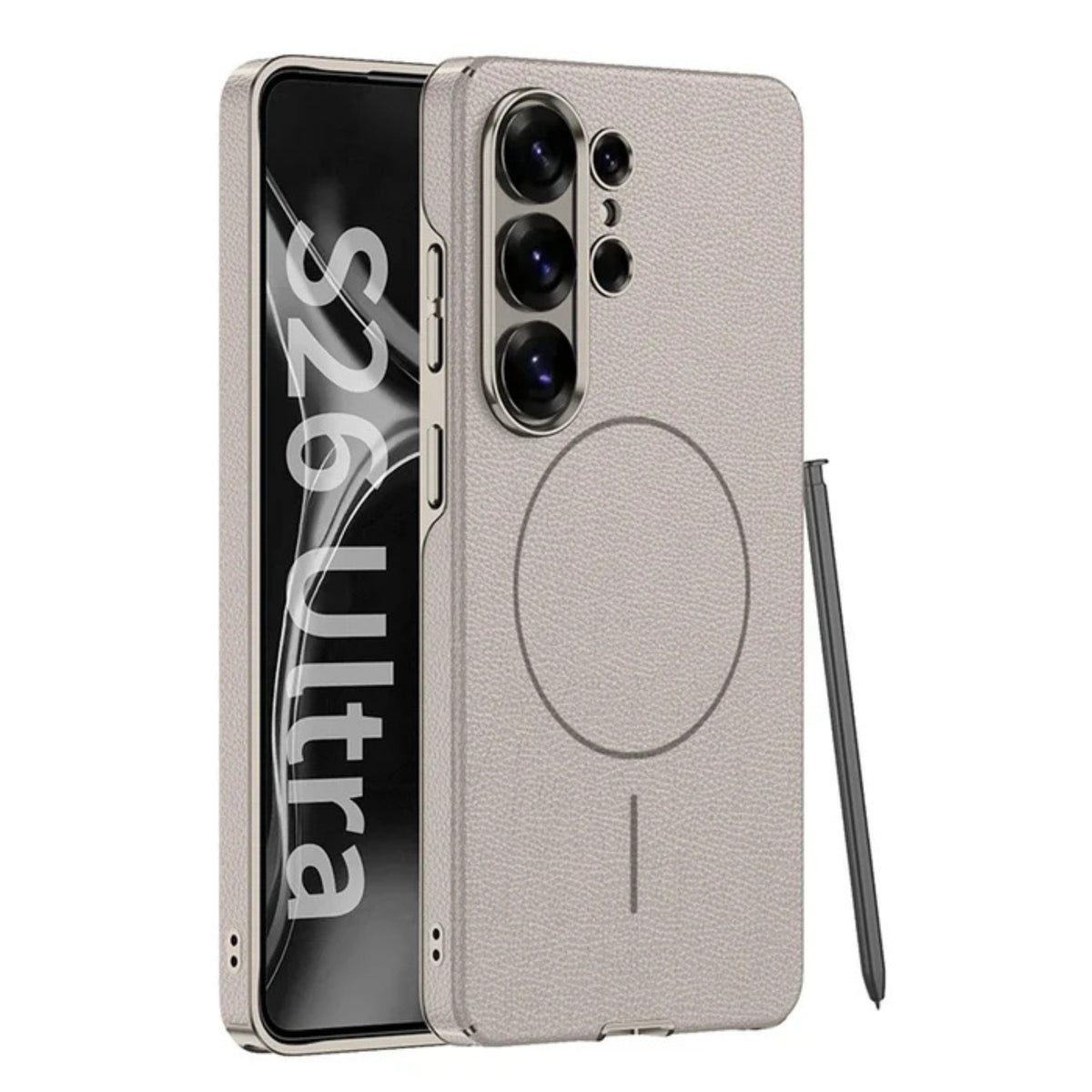 Galaxy S26 Ultra MagSafe Leather Case With Plated Camera Frame