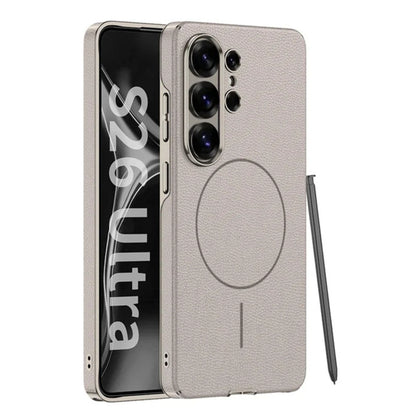 Galaxy S26 Ultra MagSafe Leather Case With Plated Camera Frame