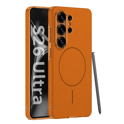 Galaxy S26 Ultra MagSafe Leather Case With Plated Camera Frame