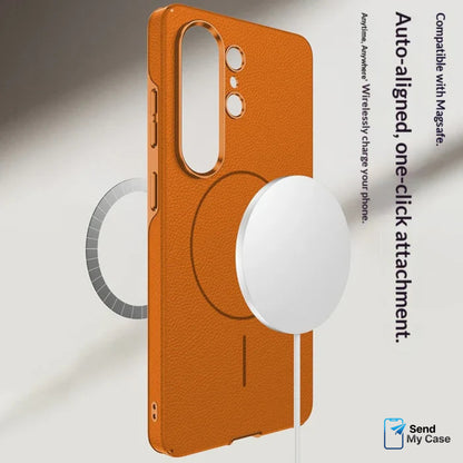 Galaxy S26 Ultra MagSafe Leather Case With Plated Camera Frame