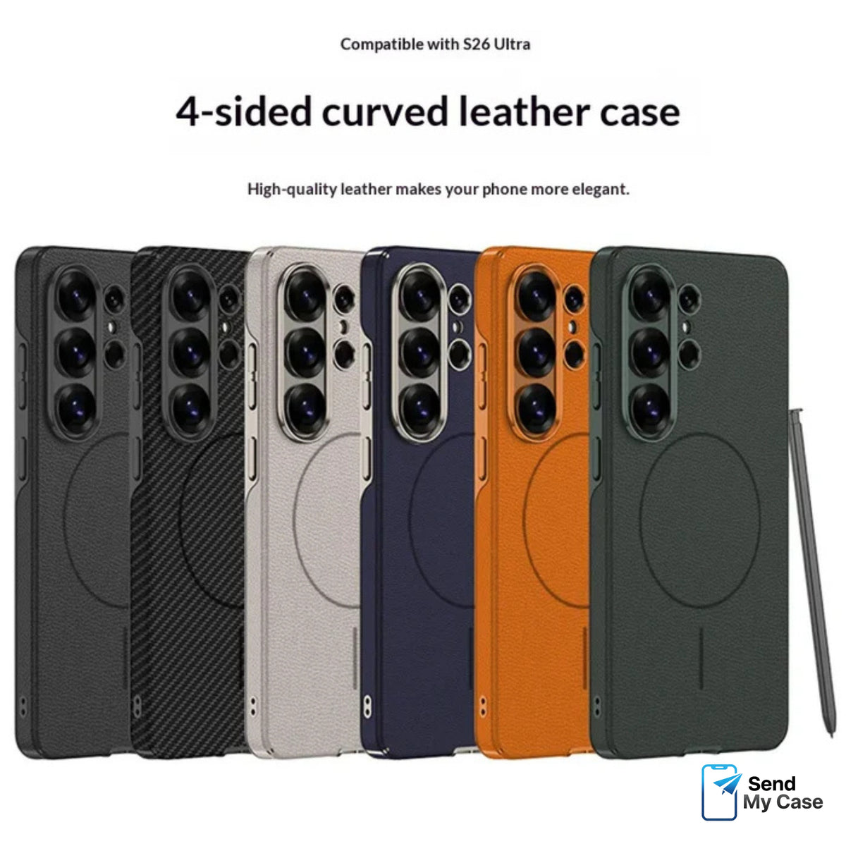 Galaxy S26 Ultra MagSafe Leather Case With Plated Camera Frame