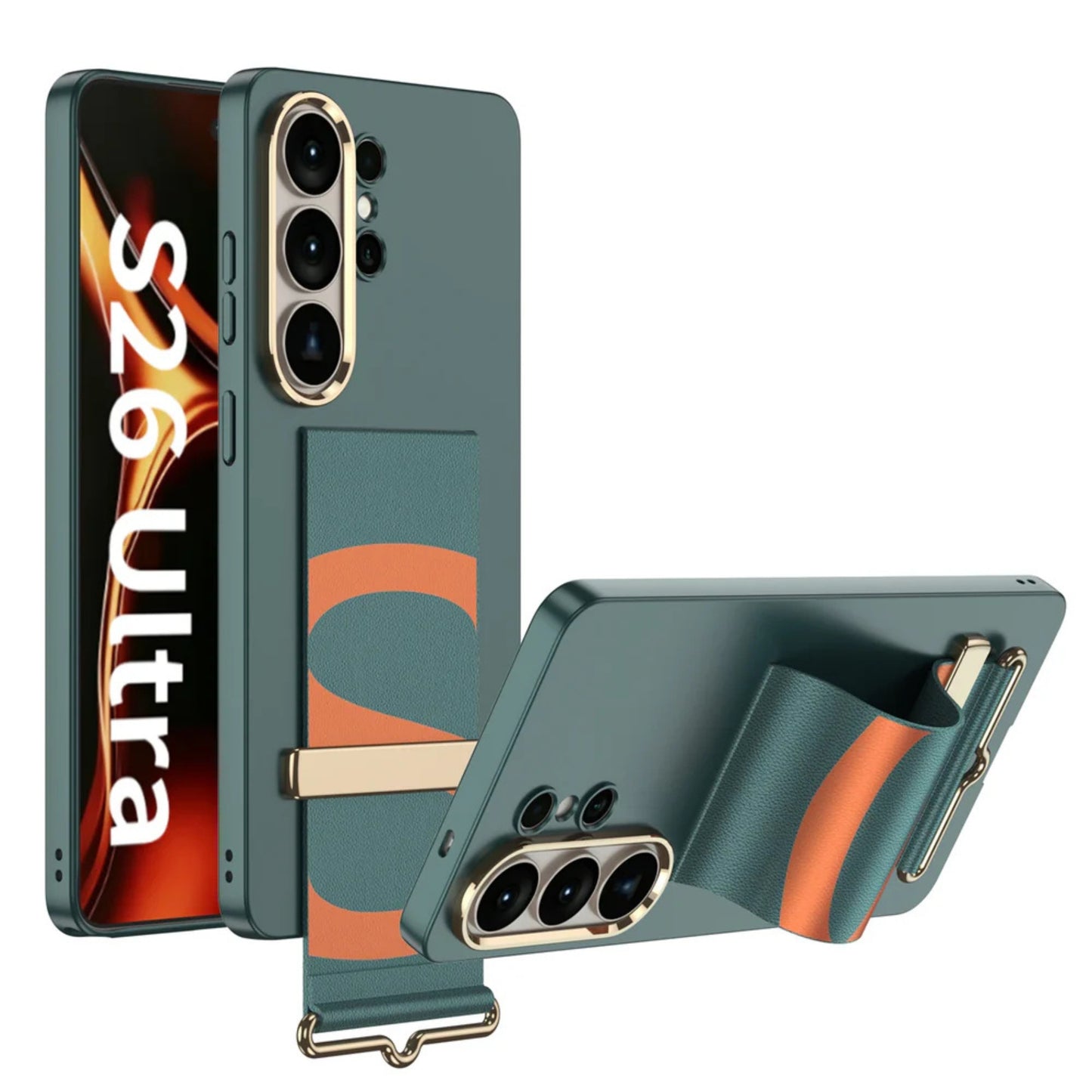 Galaxy S26 Ultra Wristband Case With Gold Camera Frame