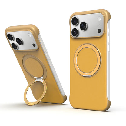 Zero-Edge Leather MagSafe Stand Case for iPhone 17 Pro Max