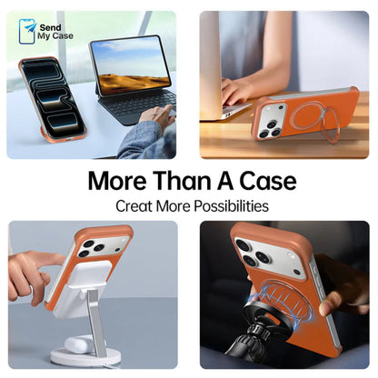 Zero-Edge Leather MagSafe Stand Case for iPhone 17 Pro Max