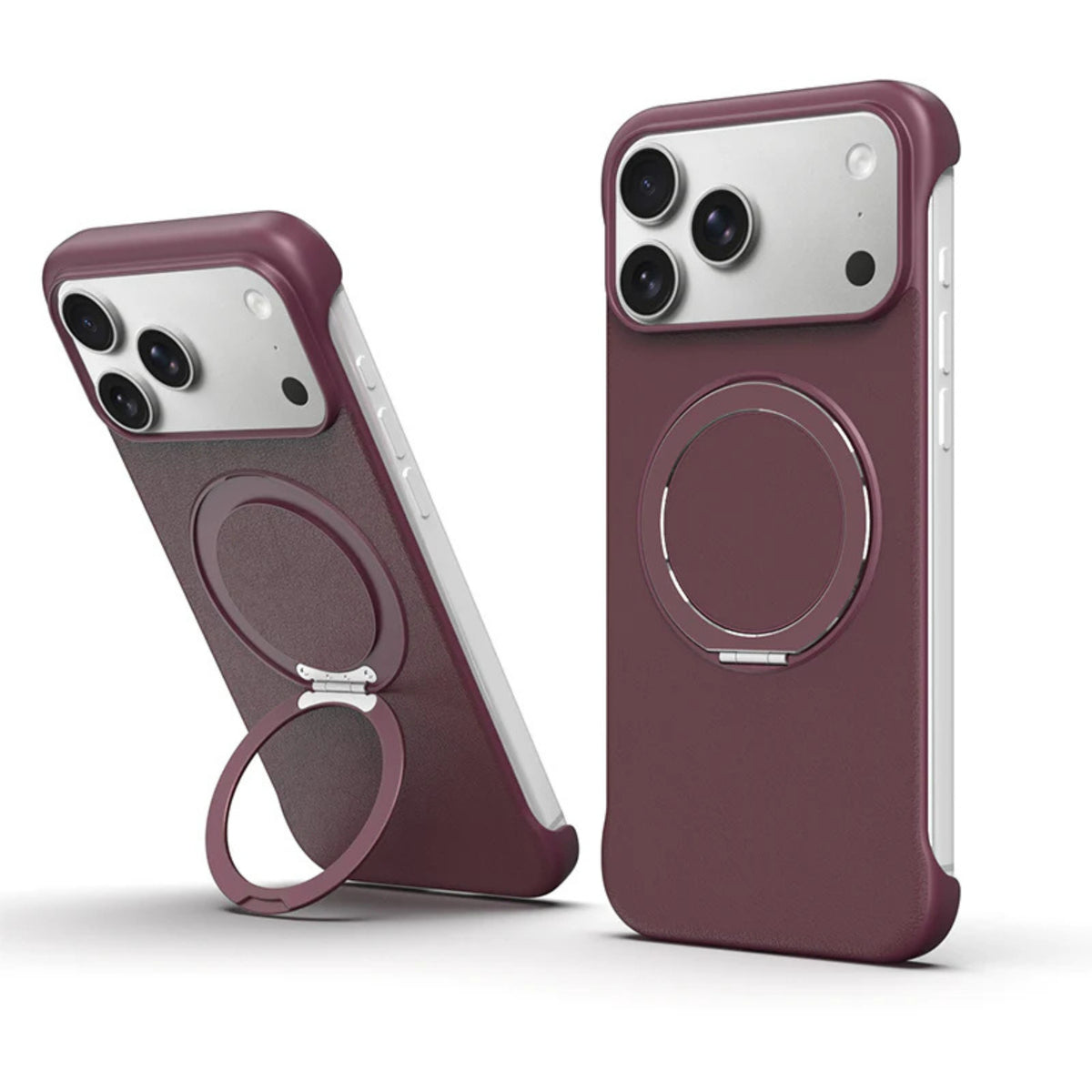 Zero-Edge Leather MagSafe Stand Case for iPhone 17 Pro Max