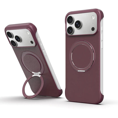 Zero-Edge Leather MagSafe Stand Case for iPhone 17 Pro Max