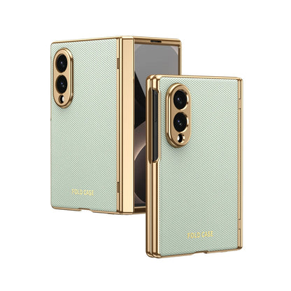 Leather Golden Border Phone Case with Steel Film for Samsung Galaxy Z Fold 8