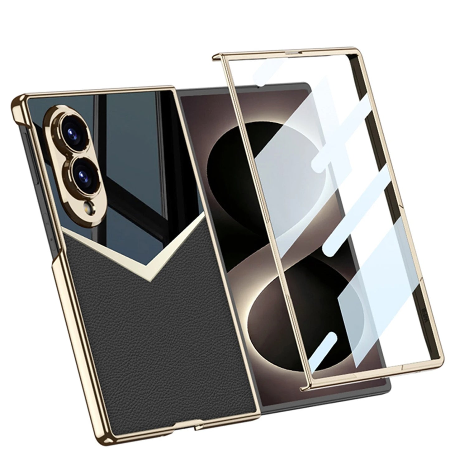 Galaxy Z Fold 8 Spliced Leather Mirror Case