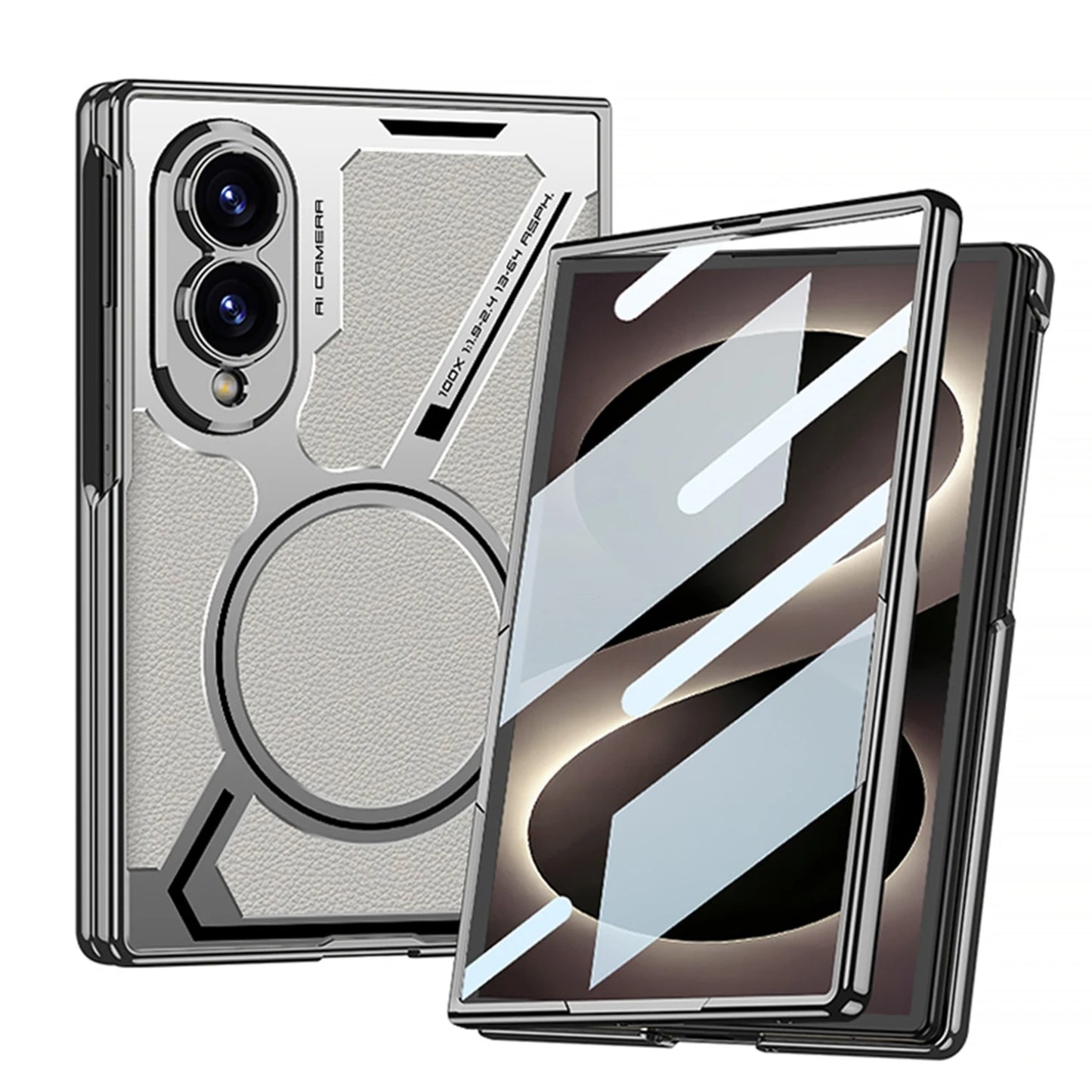 Luxury plain leather MagSafe Shockproof Protective Back Cover Case For Samsung Z Fold 8