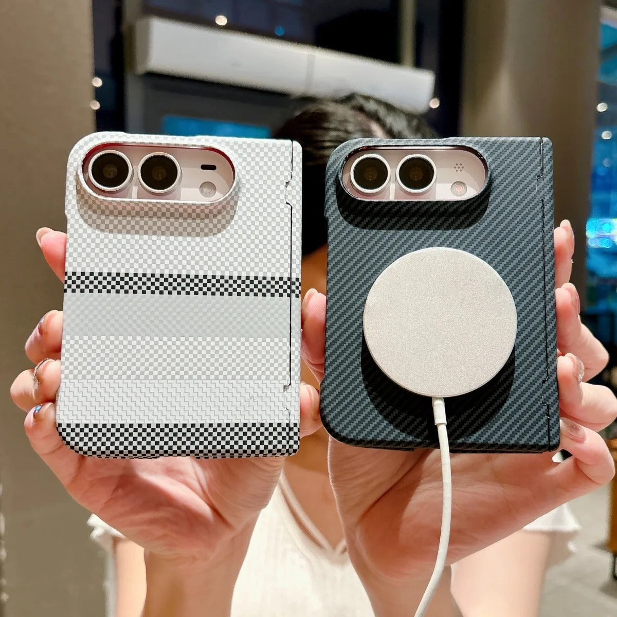 iPhone Duo Carbon Fiber Cases With Hinge Protection & Magsafe