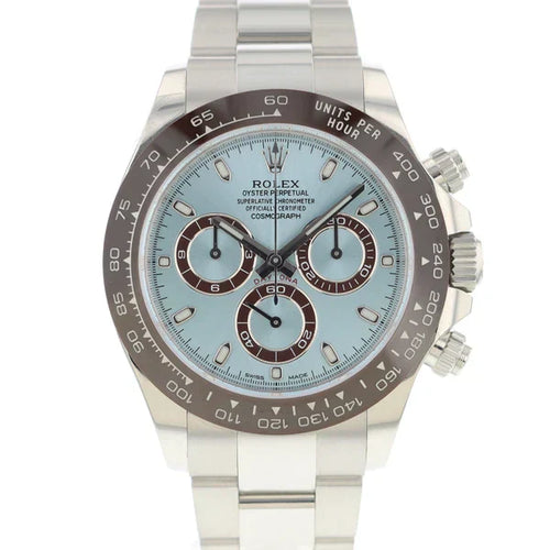 RLX Daytona Argente Bleu Ciel Céramique Marron 4130 Suiss