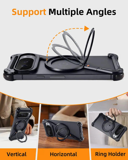 Frameless Metal Alloy Pixel Snap Magnetic Ring Stand Case For Google Pixel 10 Pro XL