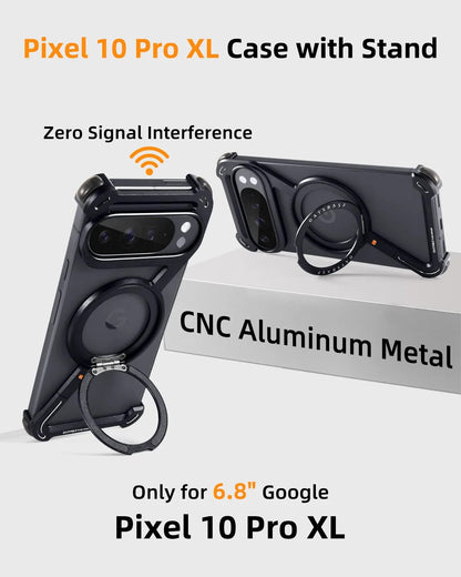 Frameless Metal Alloy Pixel Snap Magnetic Ring Stand Case For Google Pixel 10 Pro XL